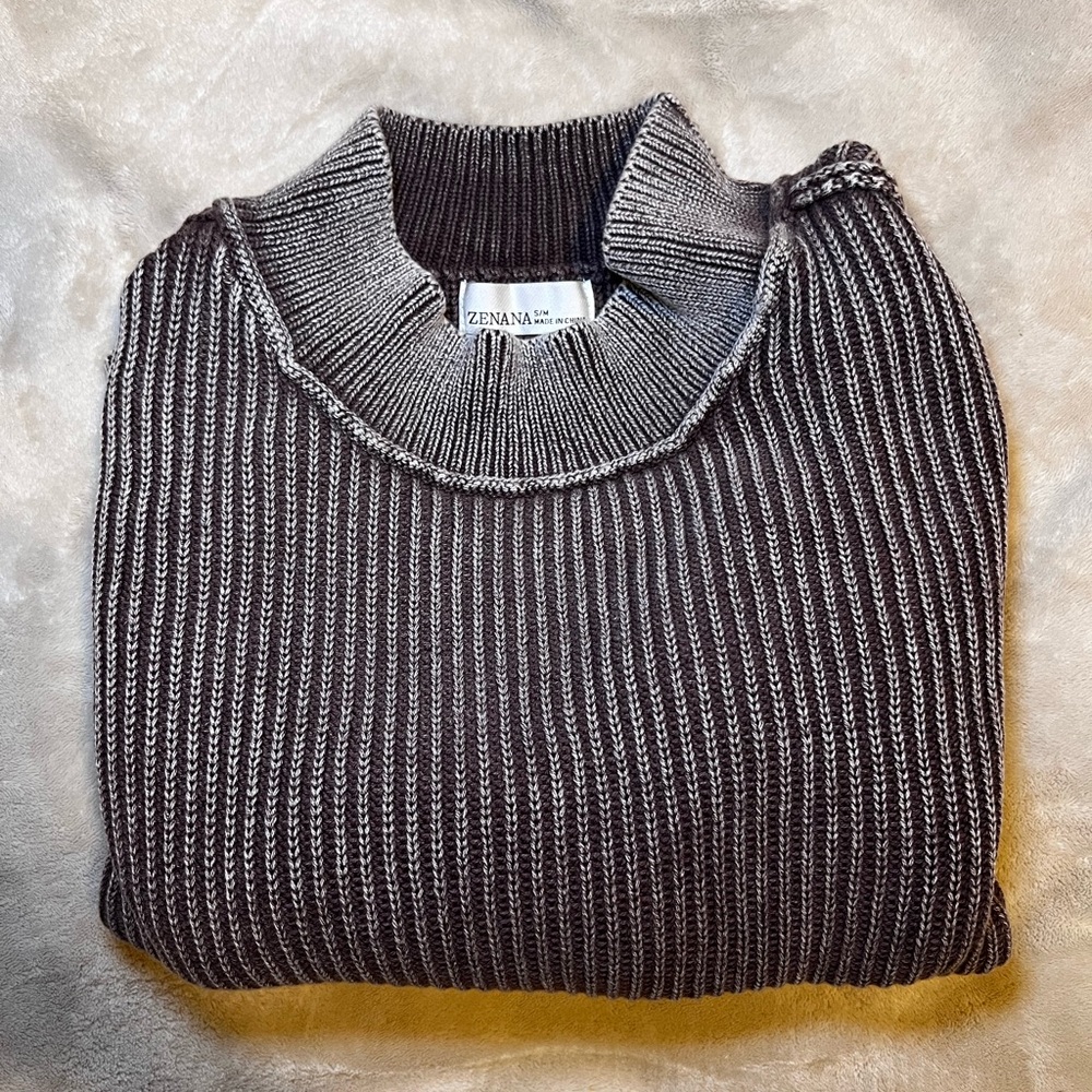 Zenana Brown Ribbed Sweater